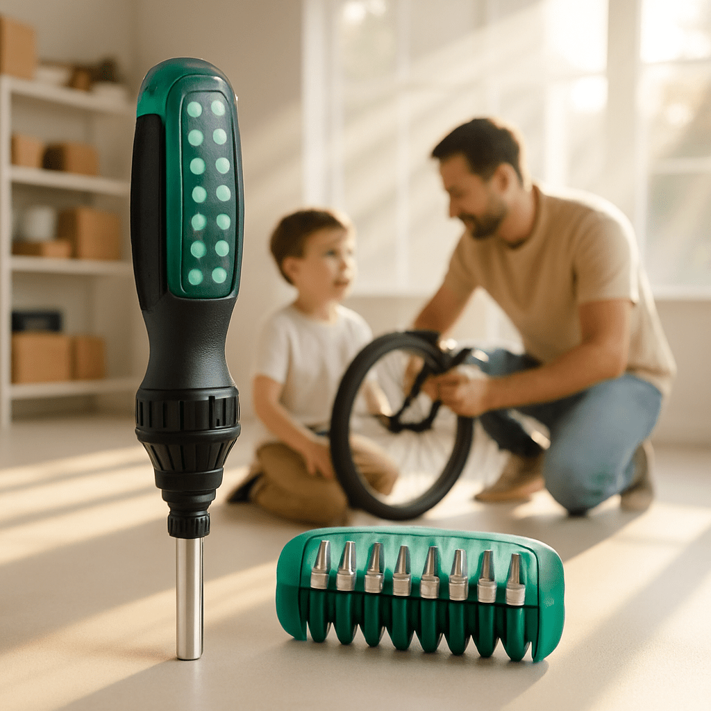 Homme assemble vélo fils avec tournevis