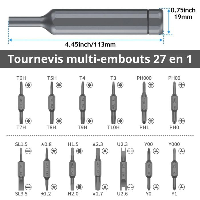 Tournevis multi embouts 27 en 1