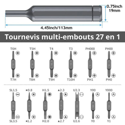 Tournevis multi embouts 27 en 1