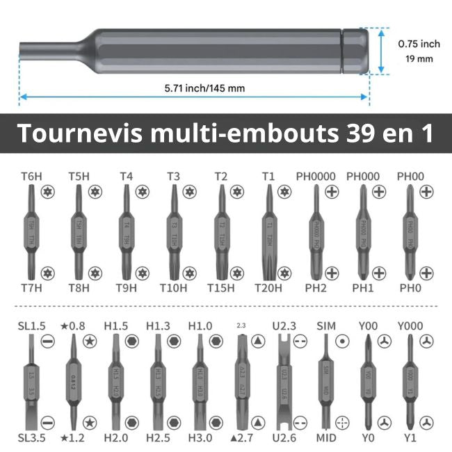 Tournevis multi embouts 27 en 1